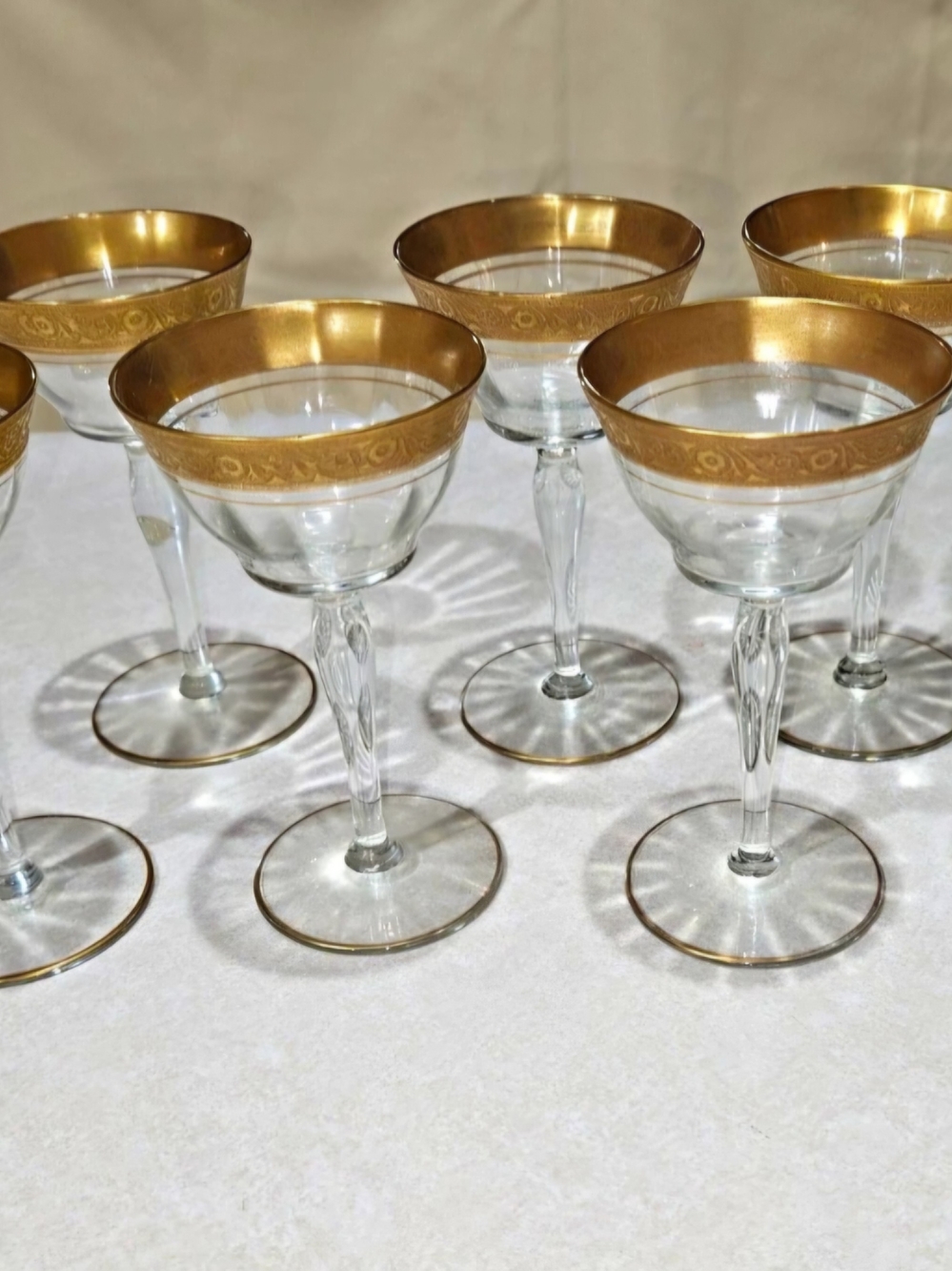 Set of 8 Vtg Tiffin Franciscan Rambler Rose 5 1/8" Champagne Cocktail Glasses